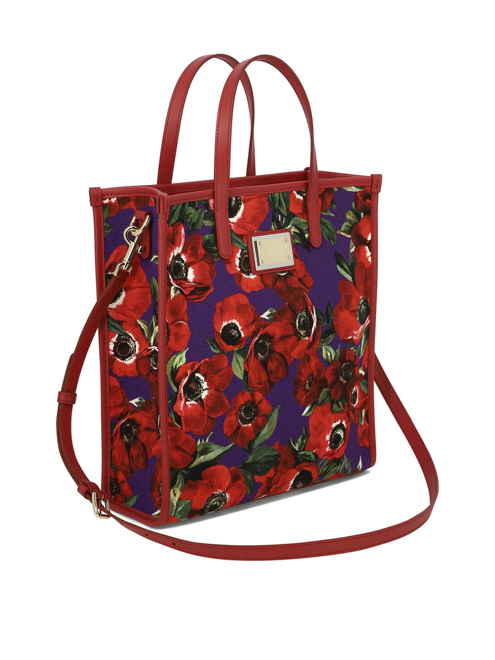 Tote With Flower Power Print Shoulder Bags Red