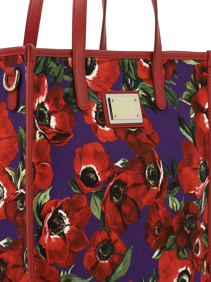 Tote With Flower Power Print Shoulder Bags Red