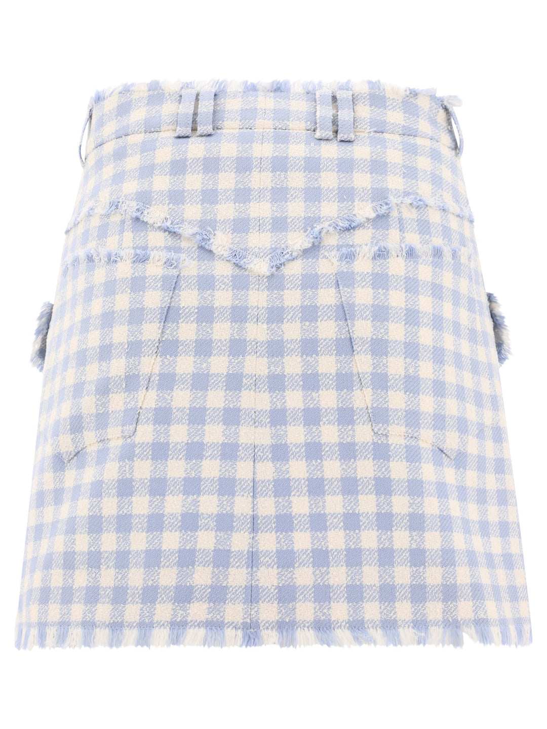 Gingham Tweed A-Line Skirt Skirts Light Blue