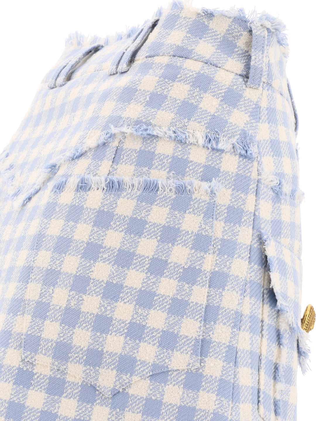 Gingham Tweed A-Line Skirt Skirts Light Blue