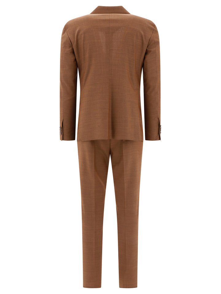 Wool Double-Breasted Suit Suits Brown