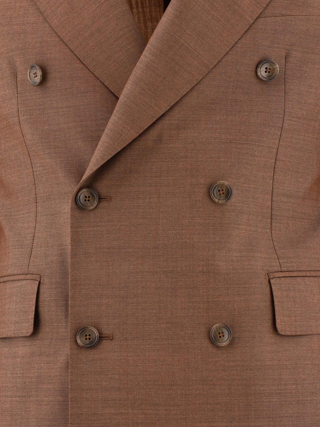 Wool Double-Breasted Suit Suits Brown