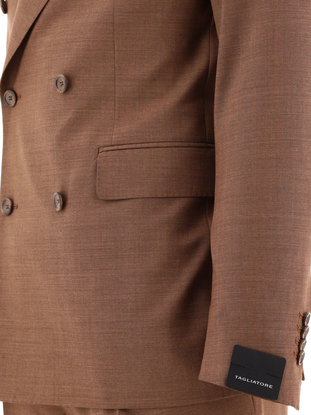 Wool Double-Breasted Suit Suits Brown