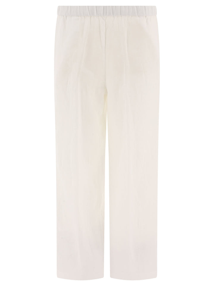 Wide Linen Trousers White