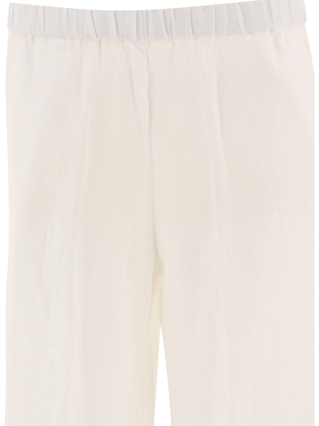 Wide Linen Trousers White