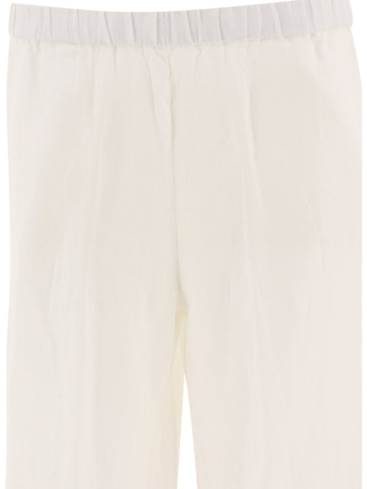 Wide Linen Trousers White