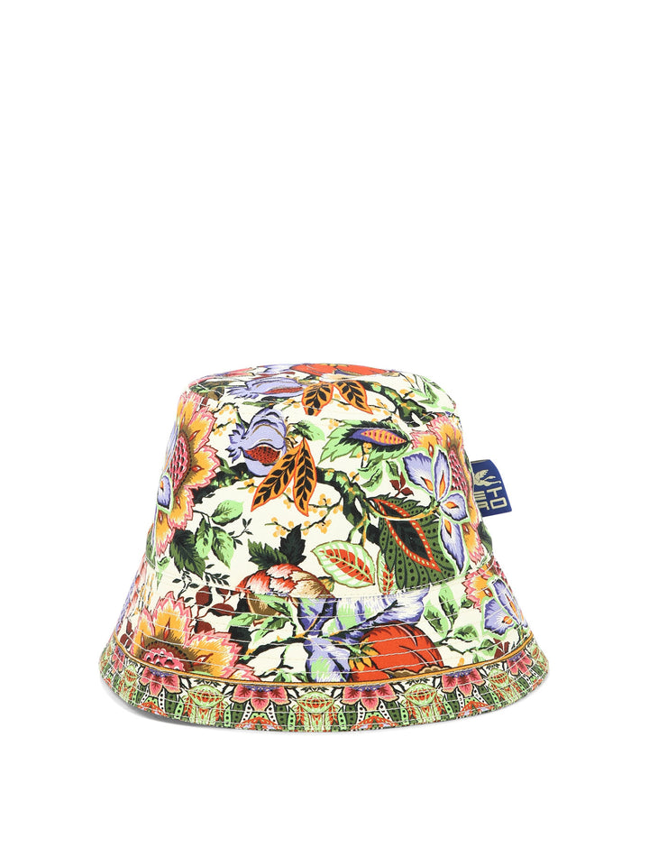 Bouquet-Print Bucket Hat Hats White