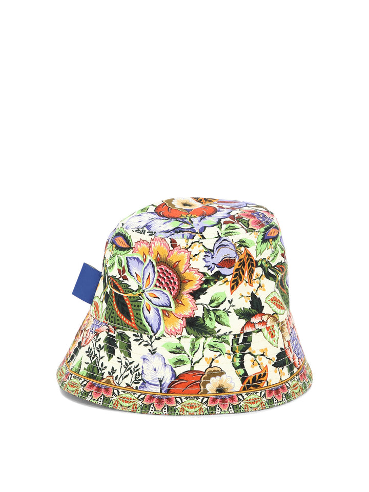 Bouquet-Print Bucket Hat Hats White