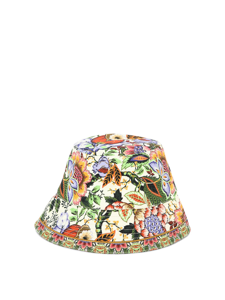 Bouquet-Print Bucket Hat Hats White