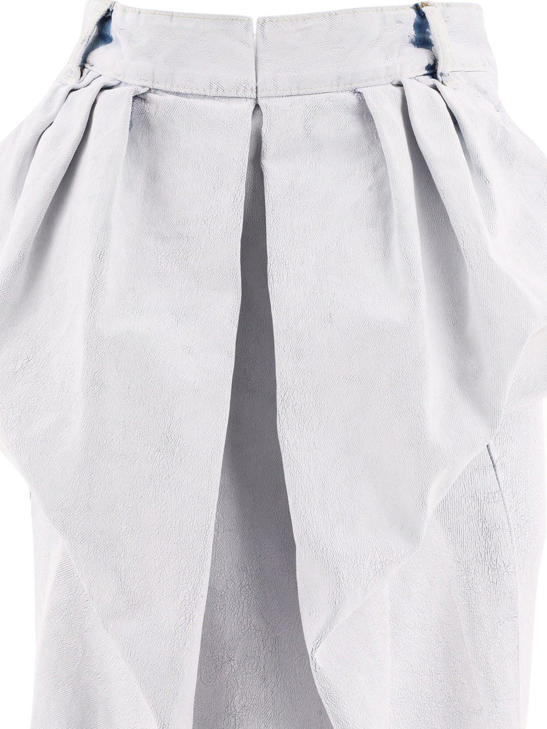 Denim Gathered Skirt Skirts White