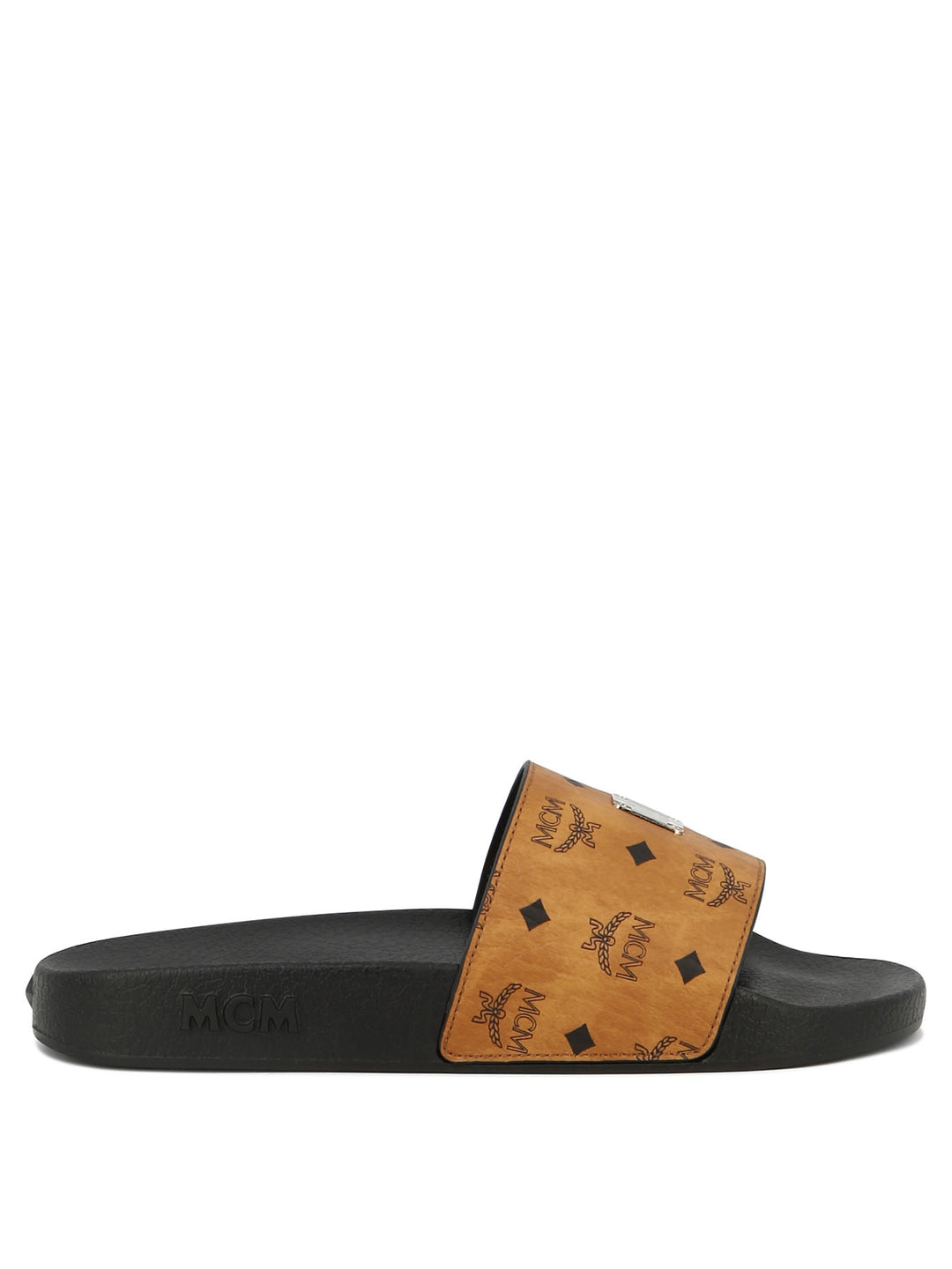 Monogram Print Rubber Sandals Brown