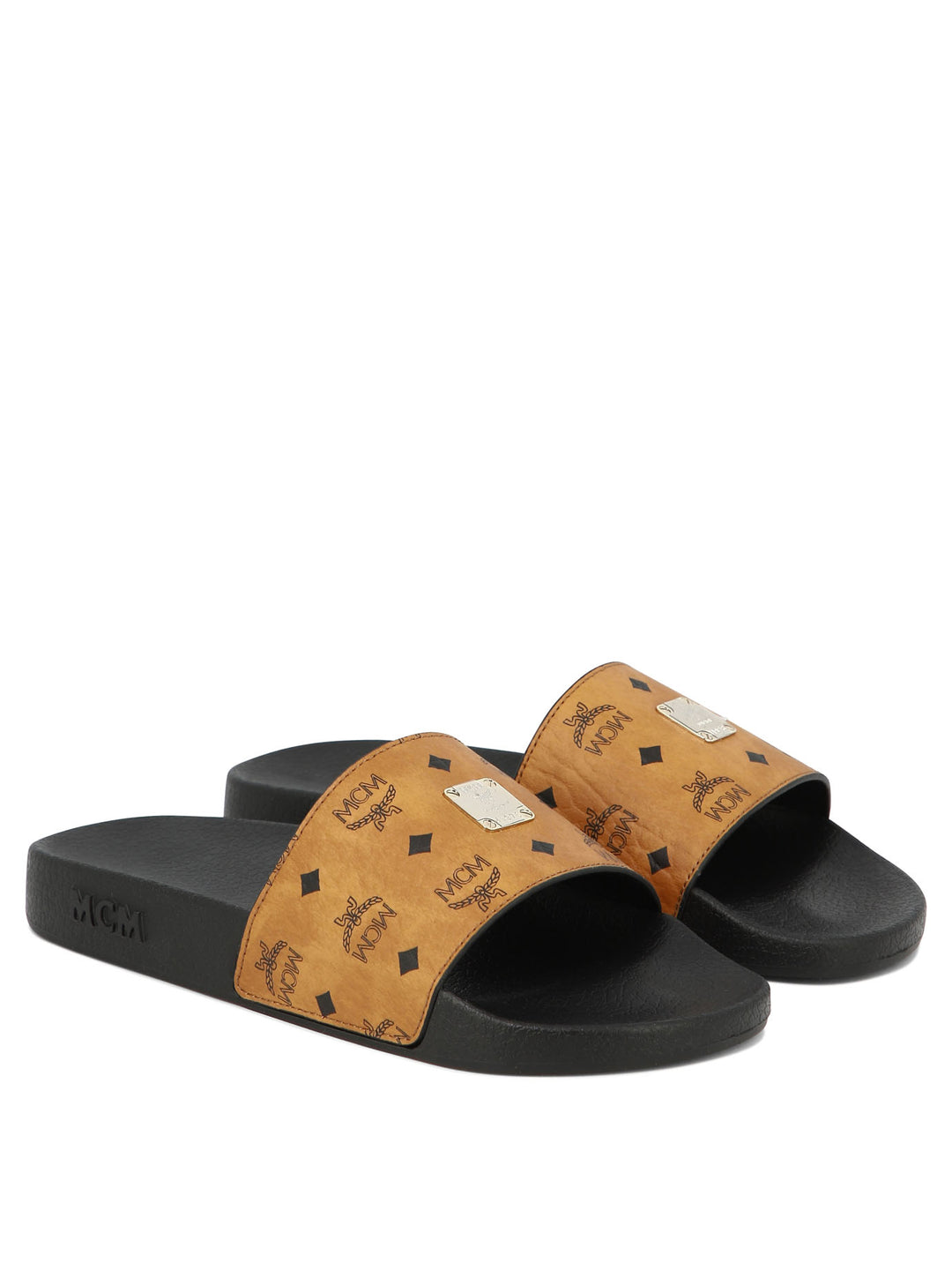 Monogram Print Rubber Sandals Brown