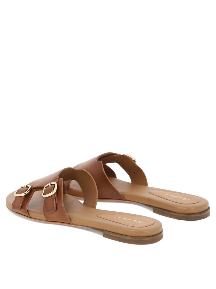 Double Buckle Sandals Brown