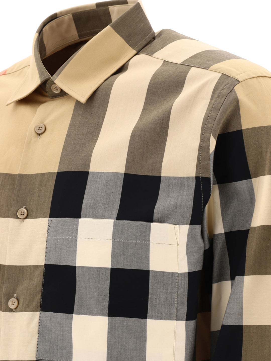 Check Cotton Shirt Shirts Beige