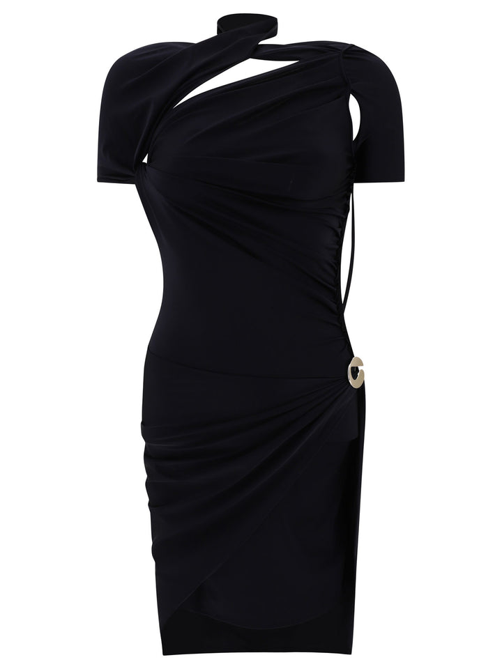 Asymmetric Draped Dress Dresses Black