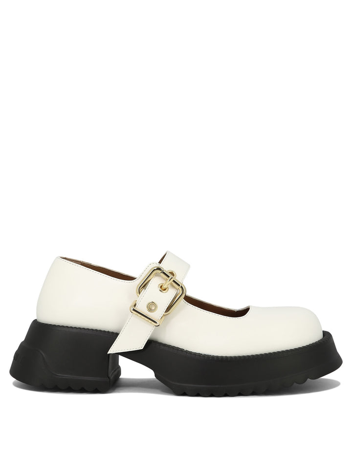 Mary Jane With Platform Sole Heeled Shoes White