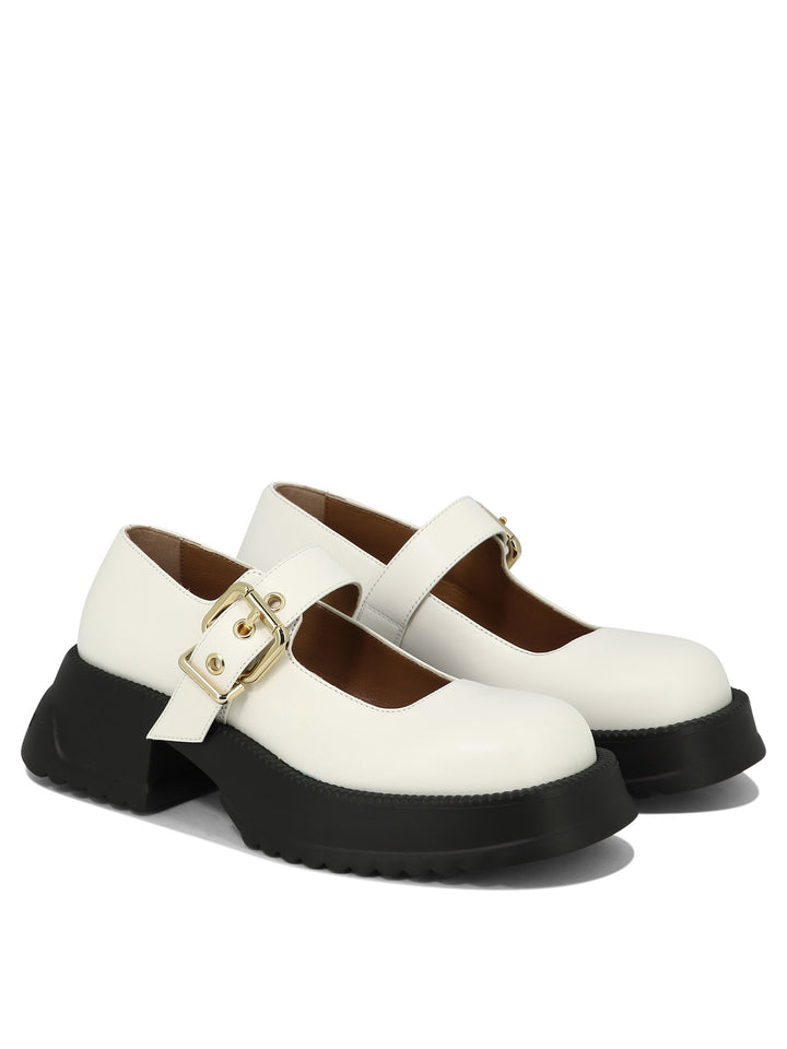 Mary Jane With Platform Sole Heeled Shoes White