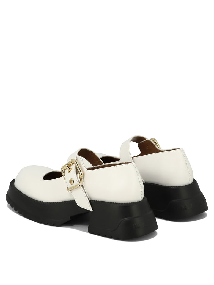 Mary Jane With Platform Sole Heeled Shoes White