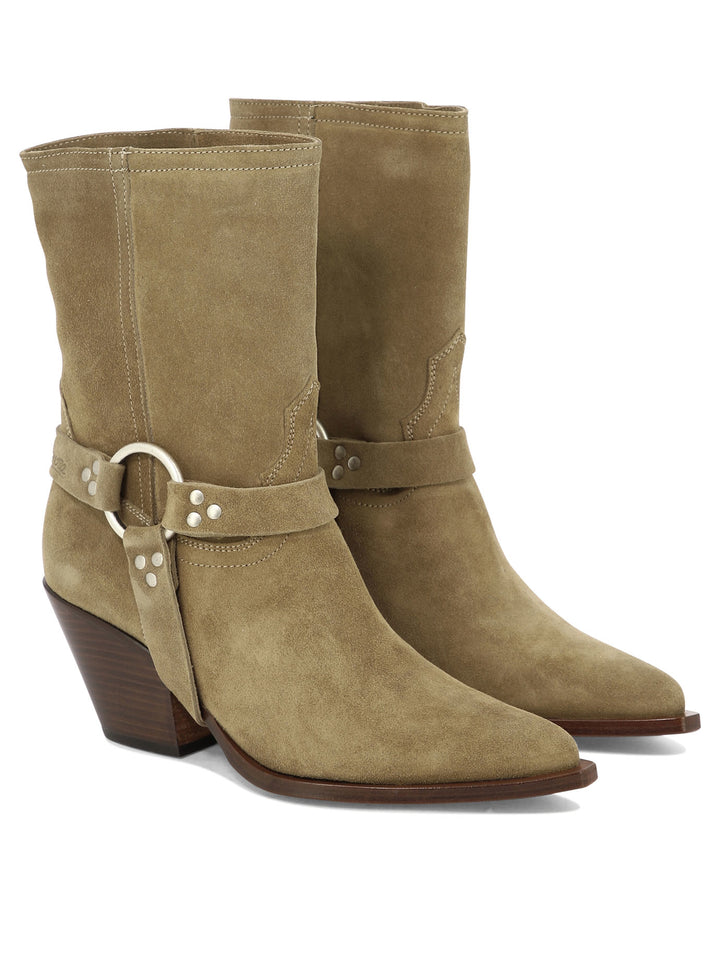 Atoka Belt Ankle Boots Beige