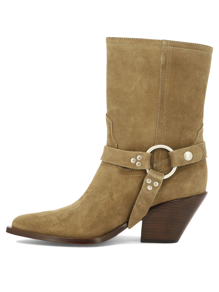 Atoka Belt Ankle Boots Beige