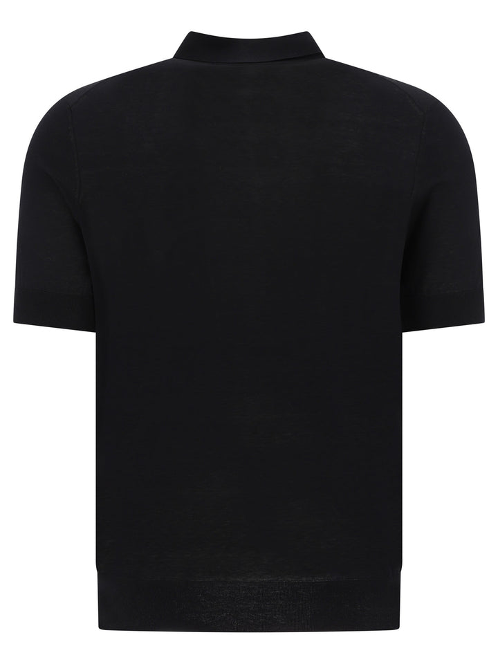 Polo Shirt In Cotton And Linen Blend Polo Shirts Black