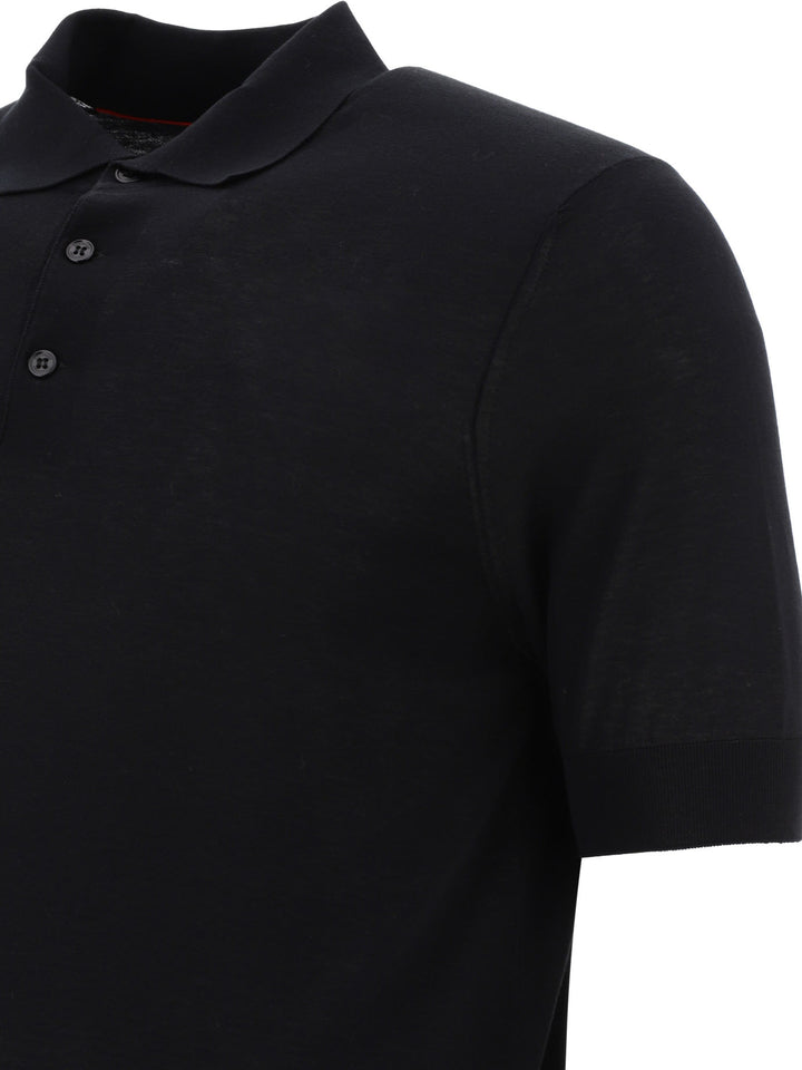 Polo Shirt In Cotton And Linen Blend Polo Shirts Black