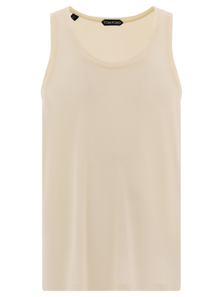 Ribbed Tank Top T-Shirts Beige