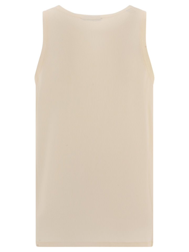 Ribbed Tank Top T-Shirts Beige