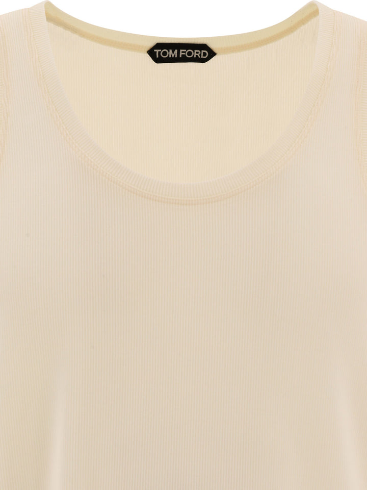 Ribbed Tank Top T-Shirts Beige