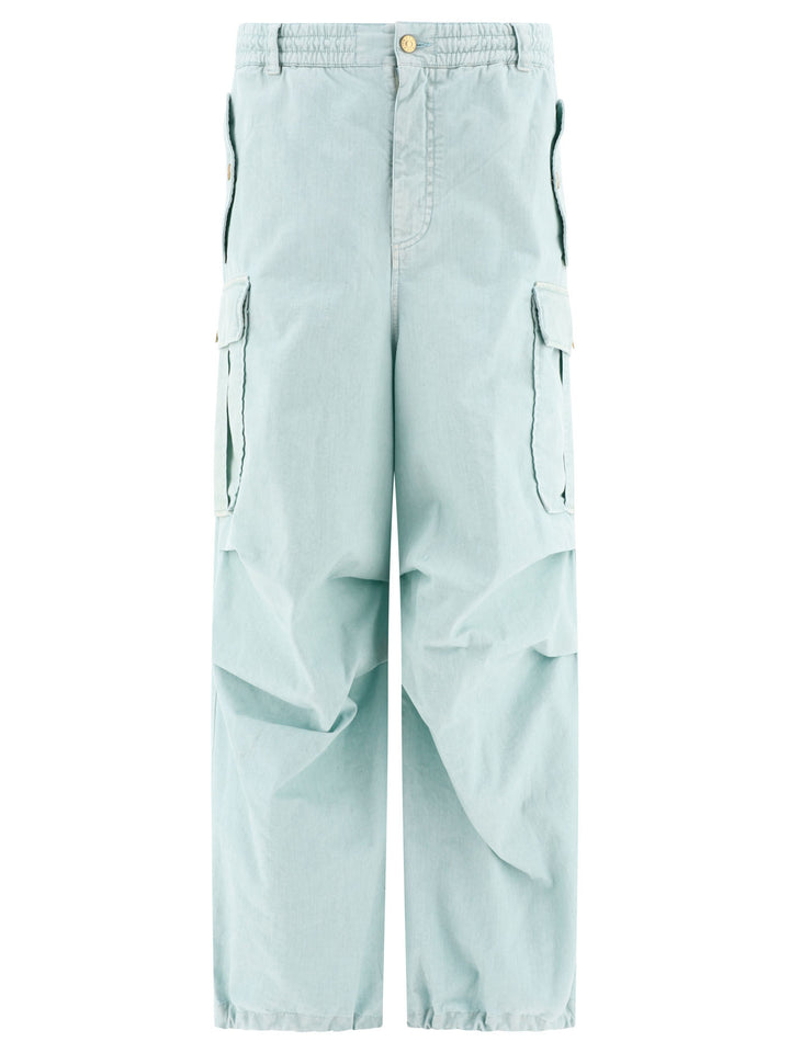 Cargo  With Drape-Detail Trousers Light Blue