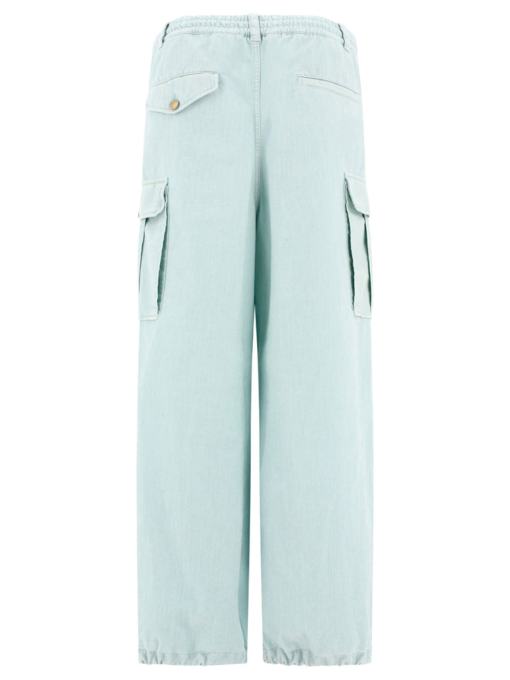 Cargo  With Drape-Detail Trousers Light Blue