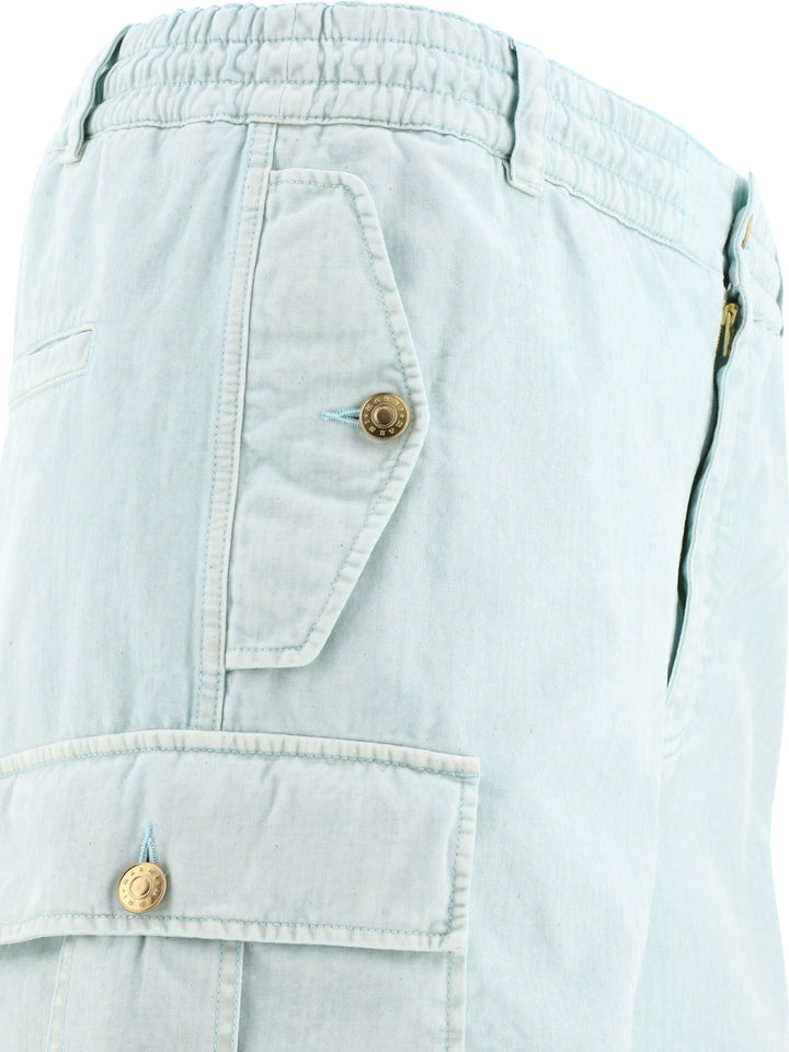 Cargo  With Drape-Detail Trousers Light Blue