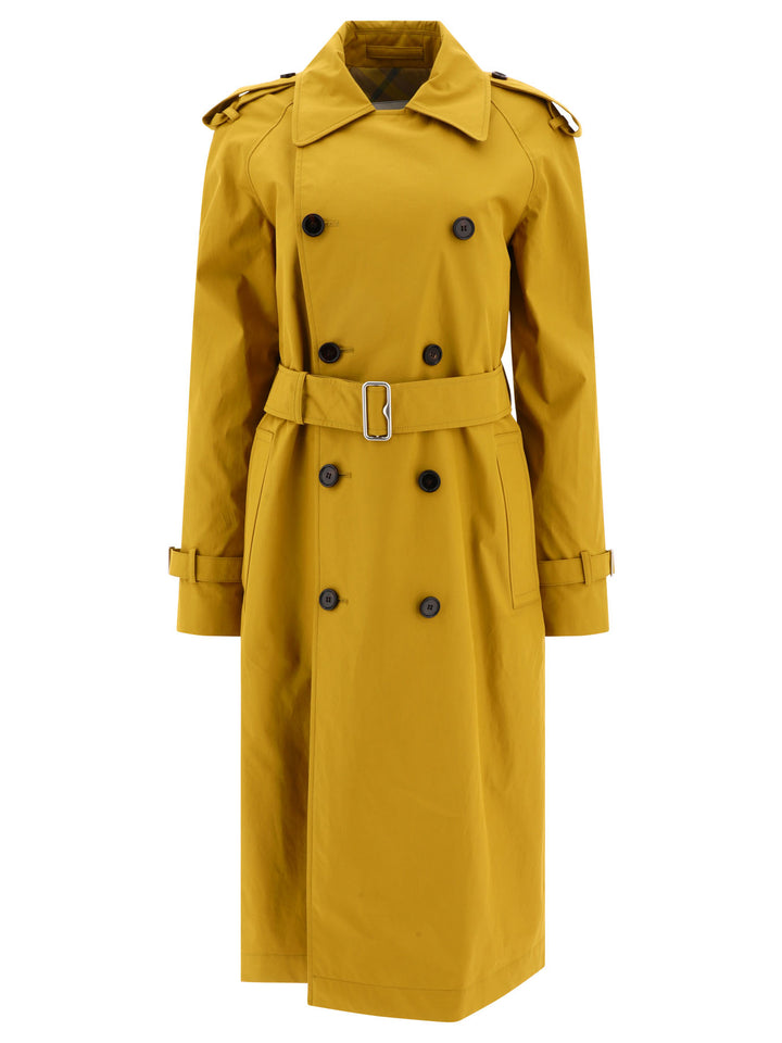 Long Gabardine Trench Coat Coats Yellow