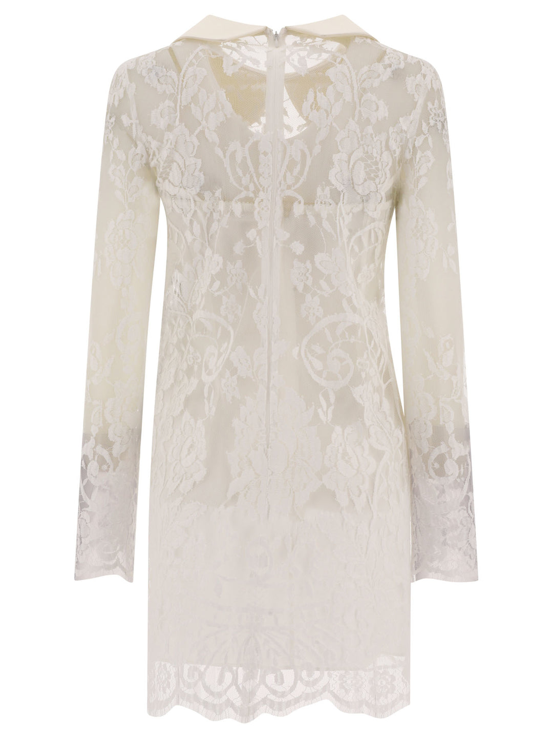 Lace Dress With Satin Collar Dresses White