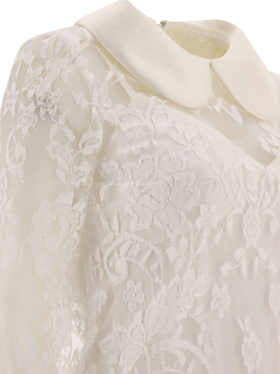 Lace Dress With Satin Collar Dresses White