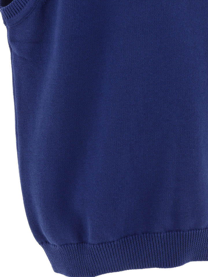 Vest With Embroidered Logo Knitwear Blue