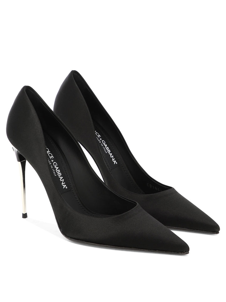 Satin Pumps Heeled Shoes Black