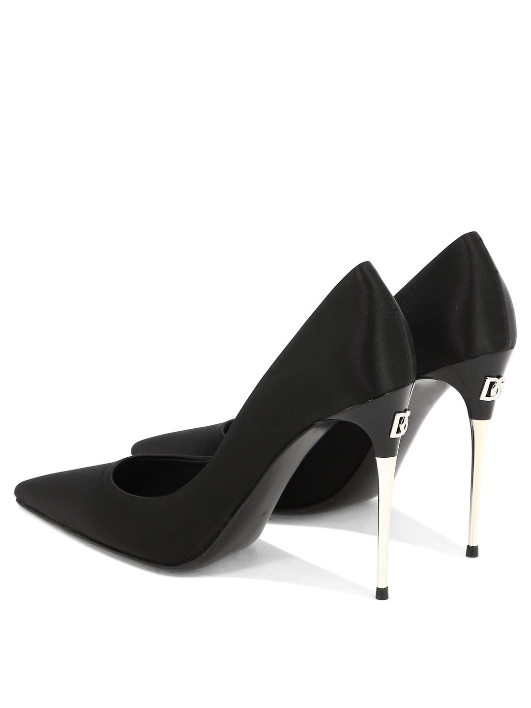 Satin Pumps Heeled Shoes Black