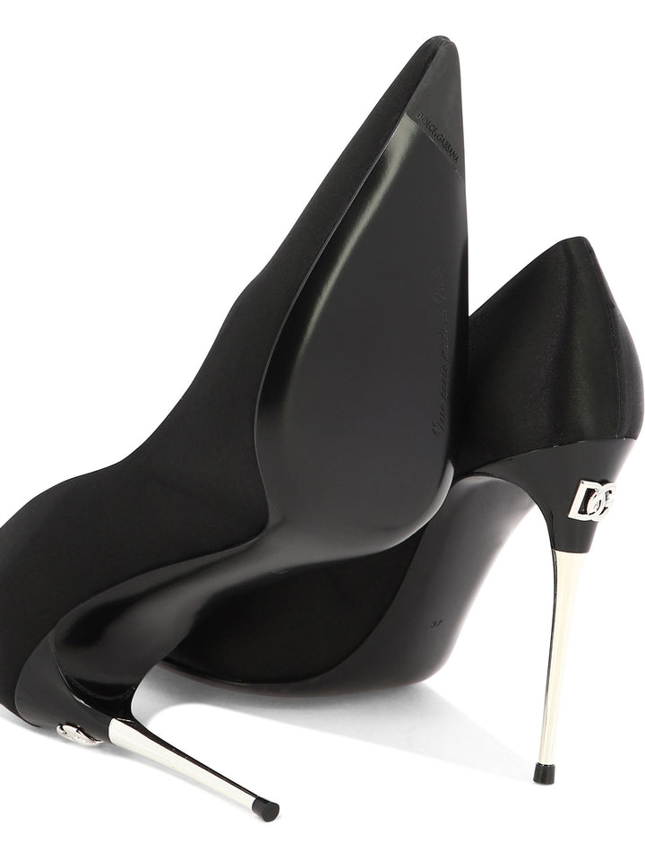 Satin Pumps Heeled Shoes Black