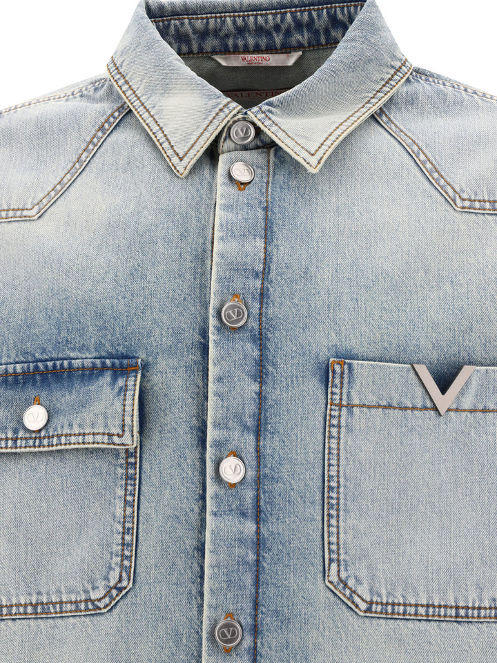 V Detail Jackets Light Blue