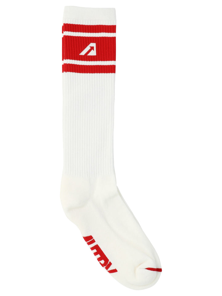 With Jacquard Logo Socks White