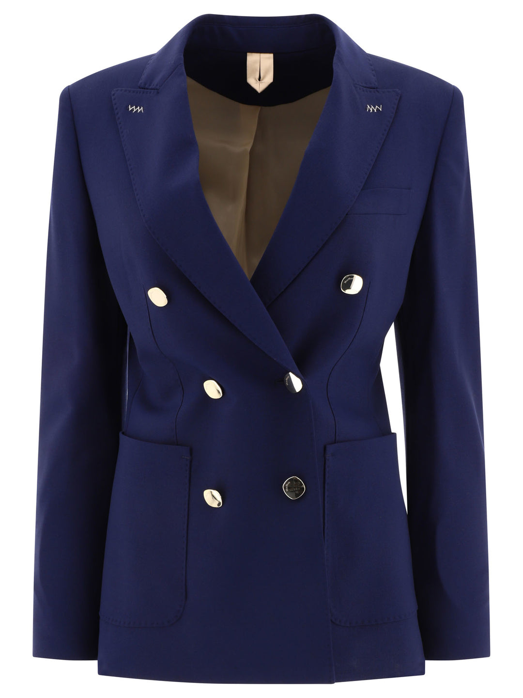 Wool And Mohair Double-Breasted Blazer Jackets Blue