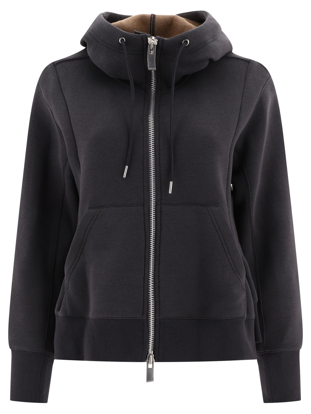 Hoodie With Ruffled Detail Sweatshirts Grey