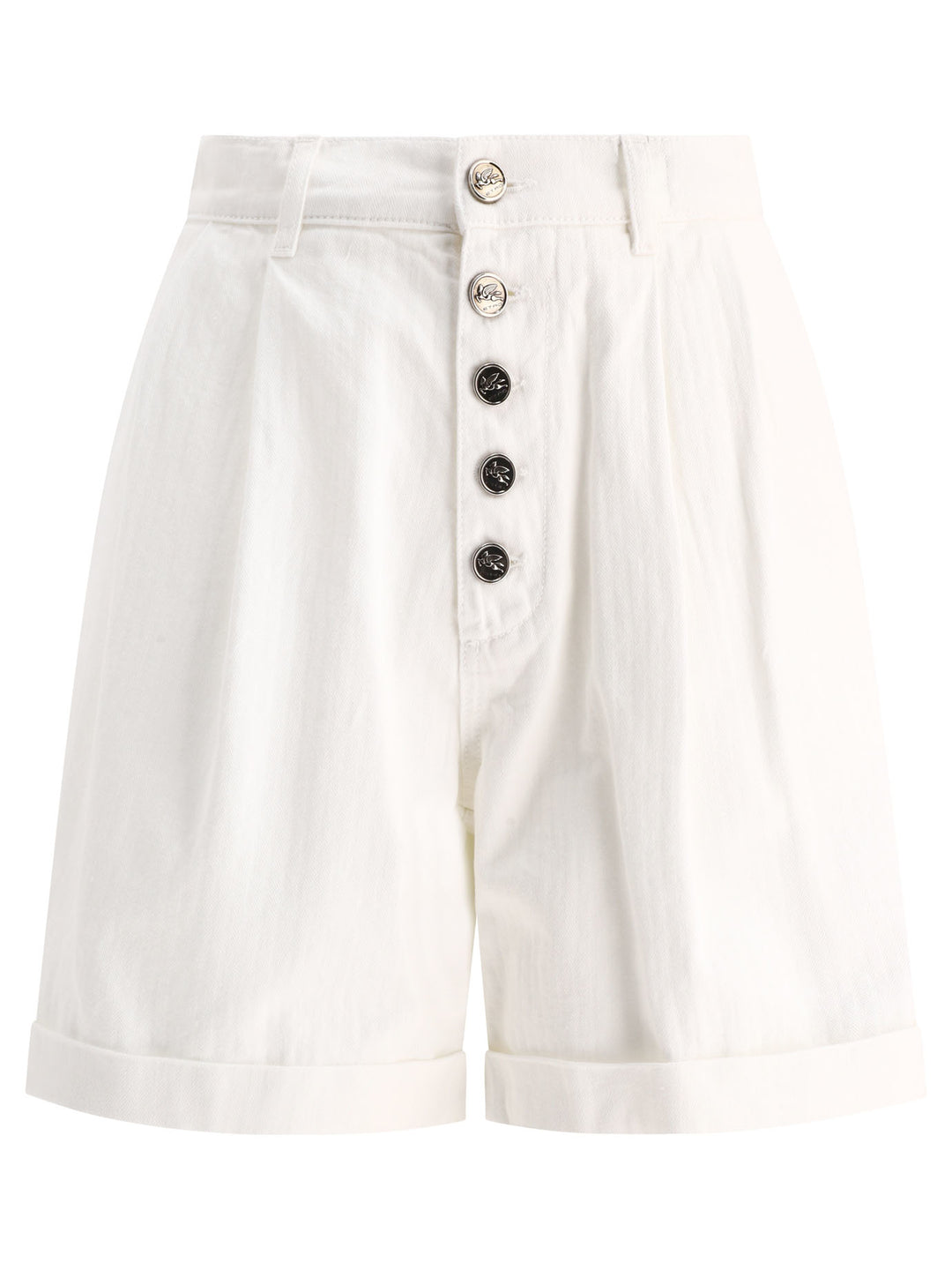 Pleated S With Buttons Short White