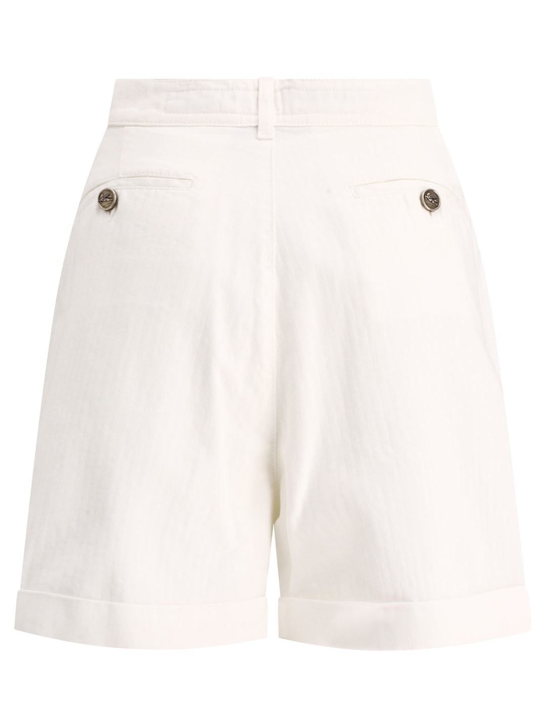 Pleated S With Buttons Short White