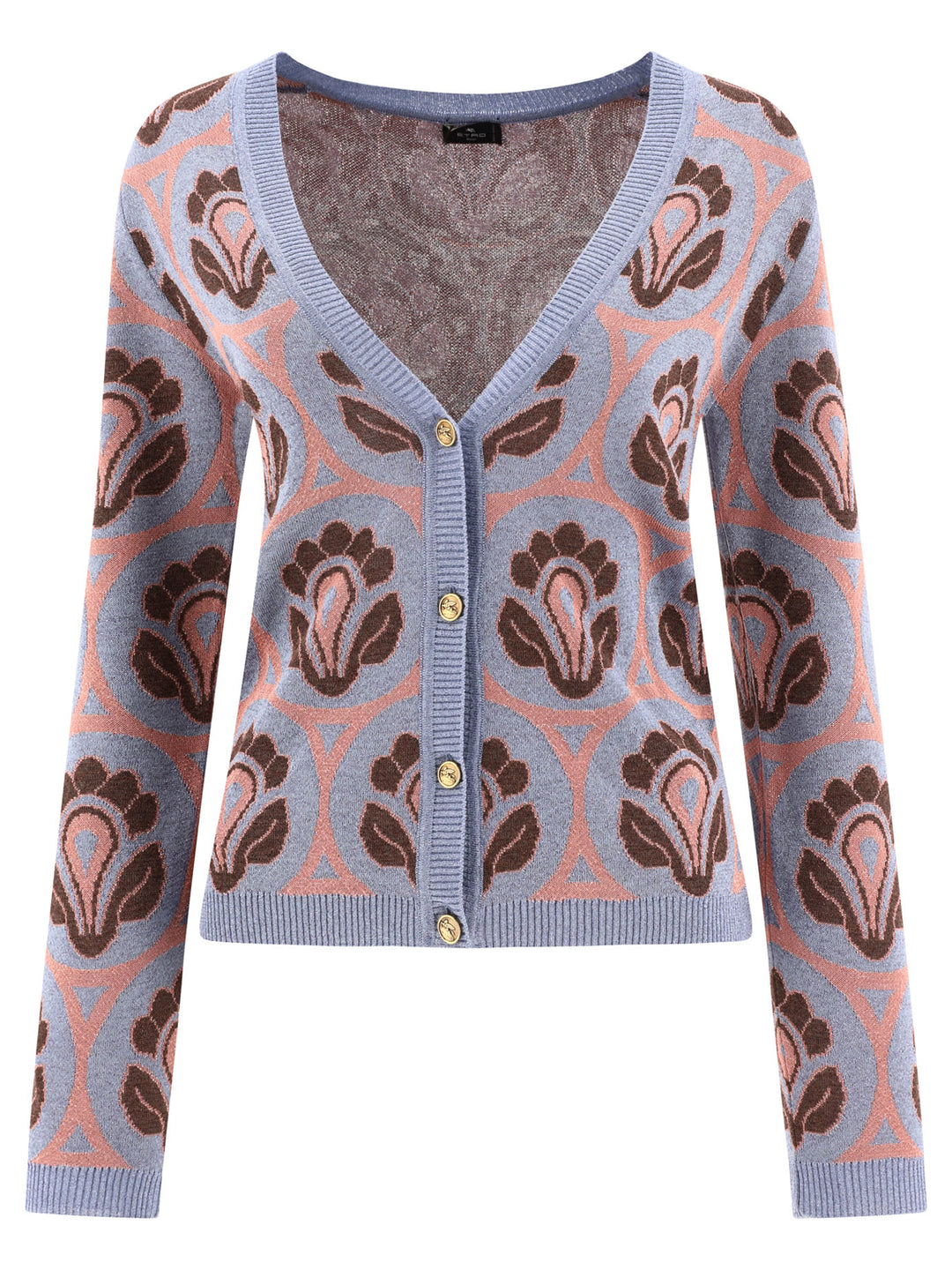 Jacquard Knit Cardigan Knitwear Light Blue