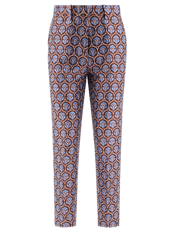 Shiny Jacquard Trousers Light Blue