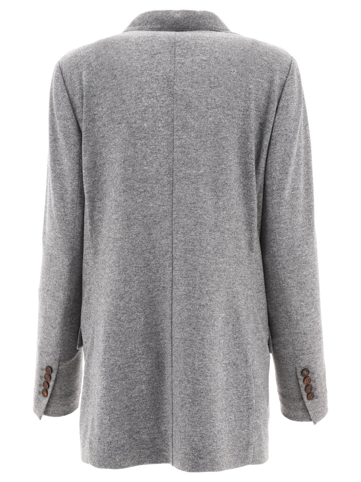 Cashmere Jersey Deconstructed Blazer With Monili Jackets Grey