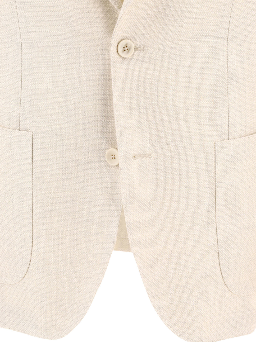 Single-Breasted Linen-Blend Blazer Jackets Beige