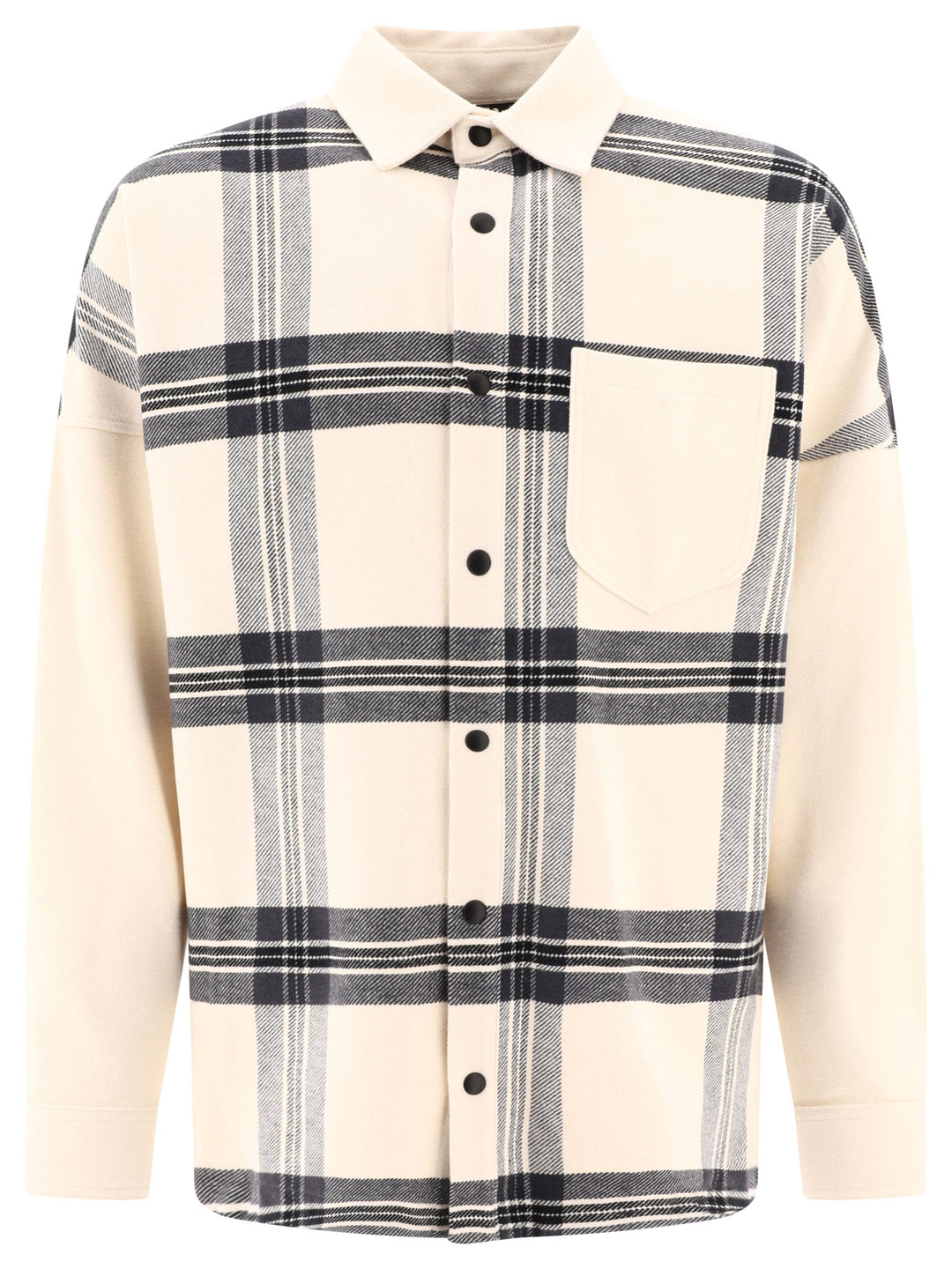 Flannel Overshirt With Logo Jackets White